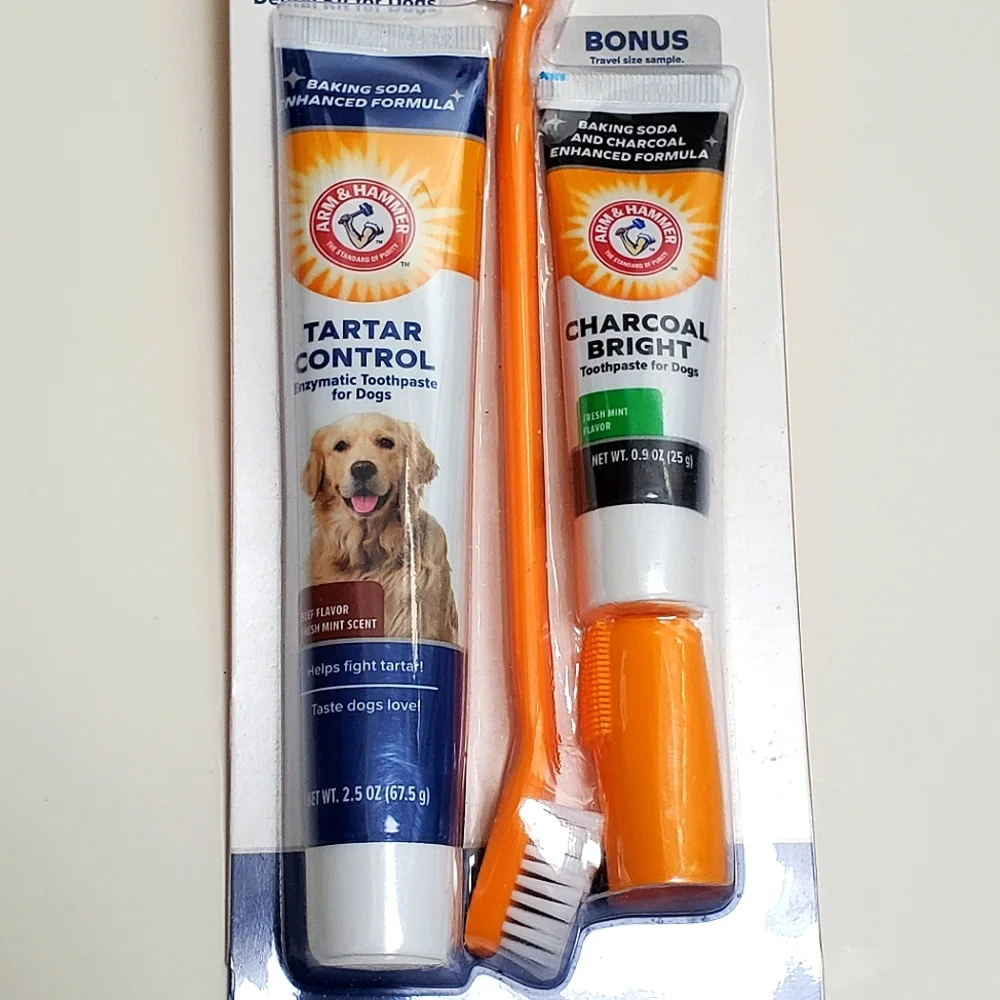 Arm & Hammer 4-Piece Tartar Control Toothpaste and Brush Set Dental Kit for Dogs